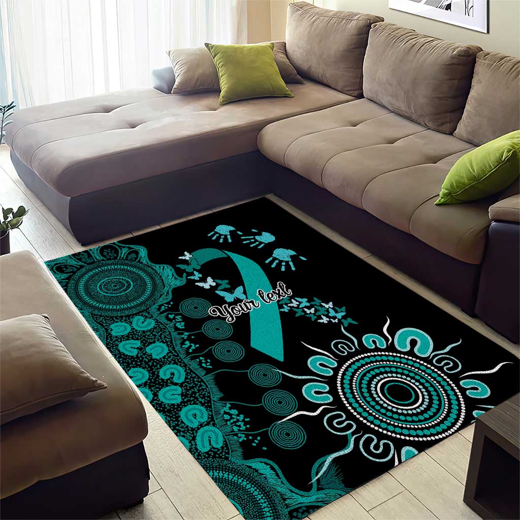 Ovarian Cancer Awareness Personalised Area Rug Aboriginal Ribbon Dot Painting