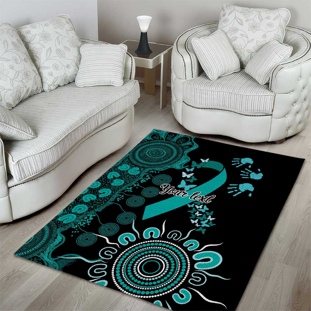 Ovarian Cancer Awareness Personalised Area Rug Aboriginal Ribbon Dot Painting