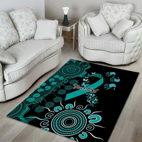 Ovarian Cancer Awareness Personalised Area Rug Aboriginal Ribbon Dot Painting