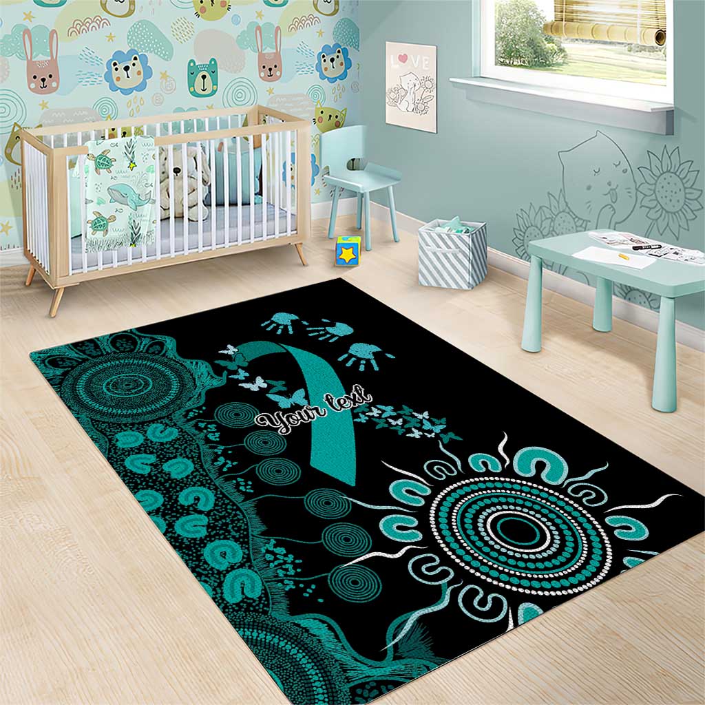 Ovarian Cancer Awareness Personalised Area Rug Aboriginal Ribbon Dot Painting