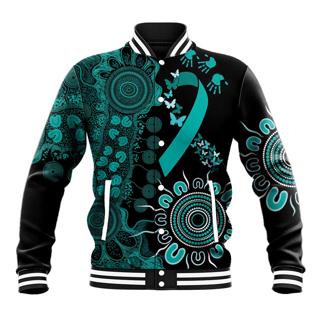 Ovarian Cancer Awareness Personalised Baseball Jacket Aboriginal Ribbon Dot Painting