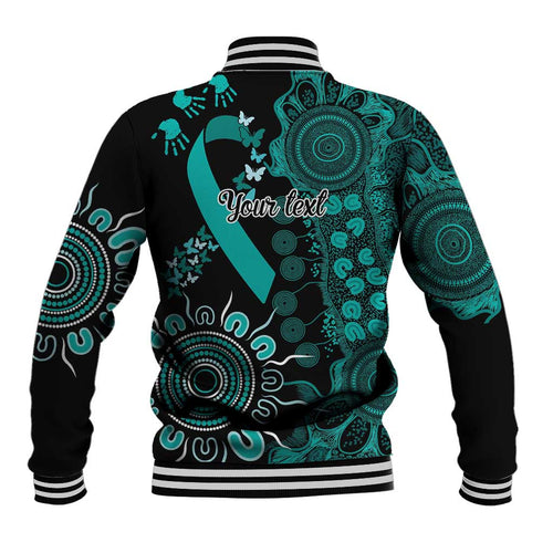 Ovarian Cancer Awareness Personalised Baseball Jacket Aboriginal Ribbon Dot Painting