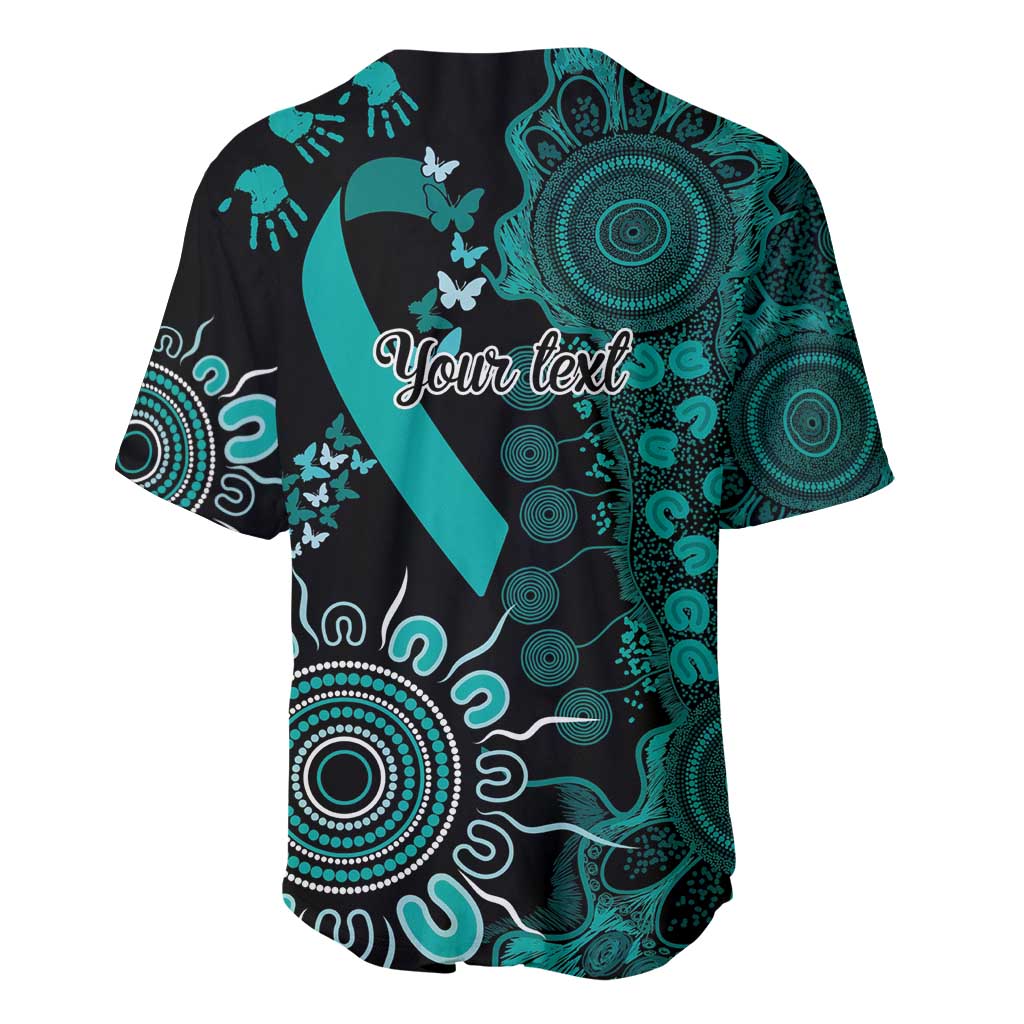 Ovarian Cancer Awareness Personalised Baseball Jersey Aboriginal Ribbon Dot Painting