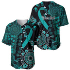 Ovarian Cancer Awareness Personalised Baseball Jersey Aboriginal Ribbon Dot Painting
