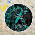 Ovarian Cancer Awareness Personalised Beach Blanket Aboriginal Ribbon Dot Painting