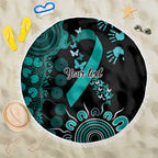 Ovarian Cancer Awareness Personalised Beach Blanket Aboriginal Ribbon Dot Painting