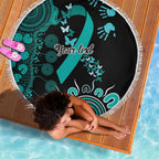 Ovarian Cancer Awareness Personalised Beach Blanket Aboriginal Ribbon Dot Painting