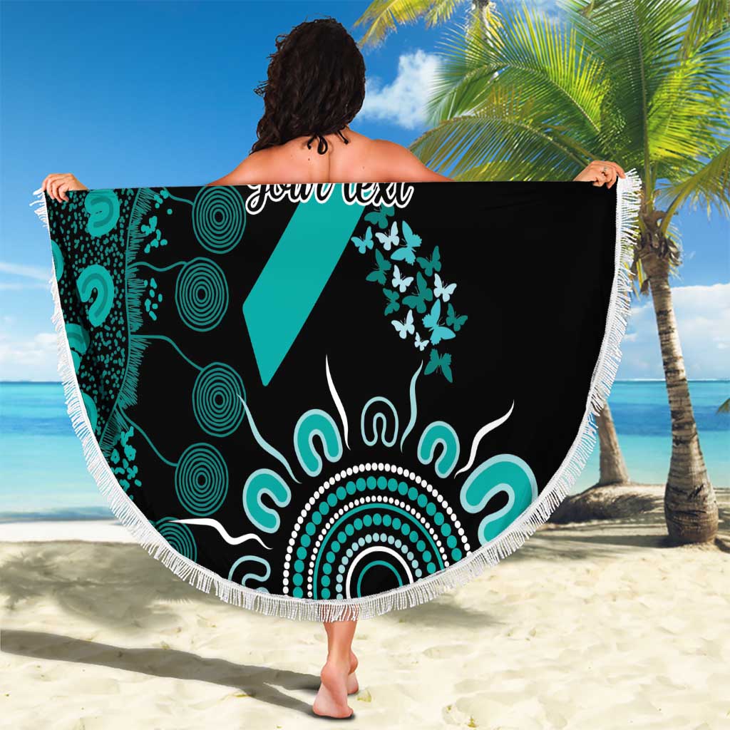 Ovarian Cancer Awareness Personalised Beach Blanket Aboriginal Ribbon Dot Painting