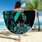 Ovarian Cancer Awareness Personalised Beach Blanket Aboriginal Ribbon Dot Painting