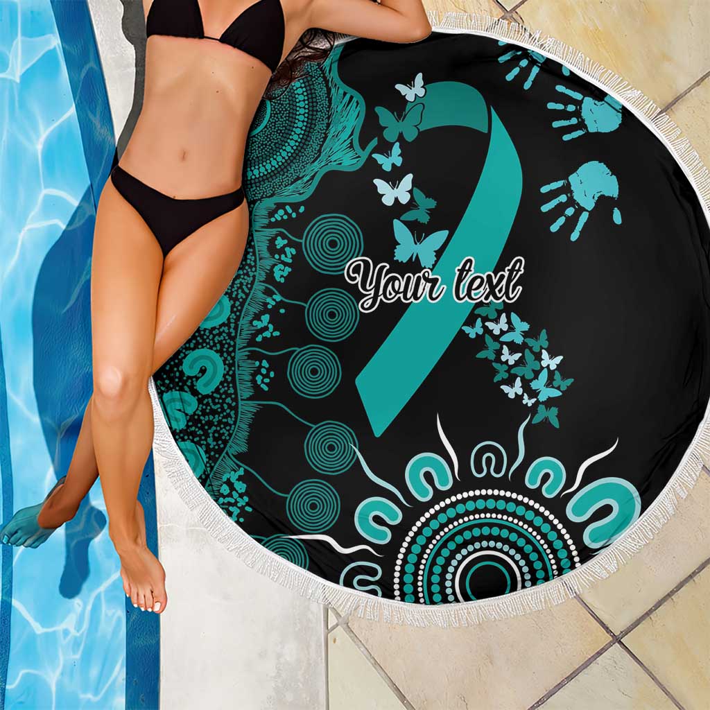 Ovarian Cancer Awareness Personalised Beach Blanket Aboriginal Ribbon Dot Painting