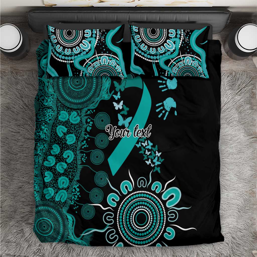 Ovarian Cancer Awareness Personalised Bedding Set Aboriginal Ribbon Dot Painting