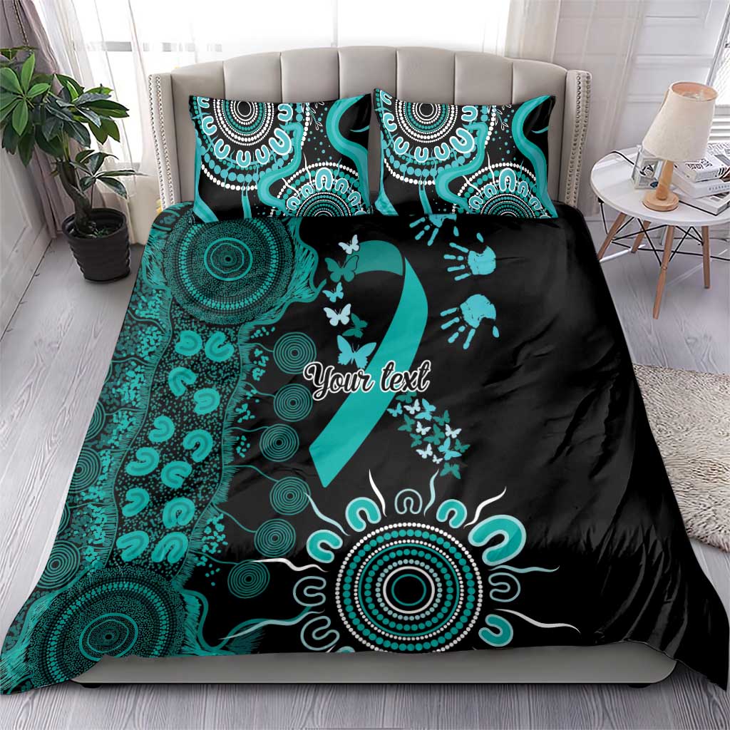 Ovarian Cancer Awareness Personalised Bedding Set Aboriginal Ribbon Dot Painting