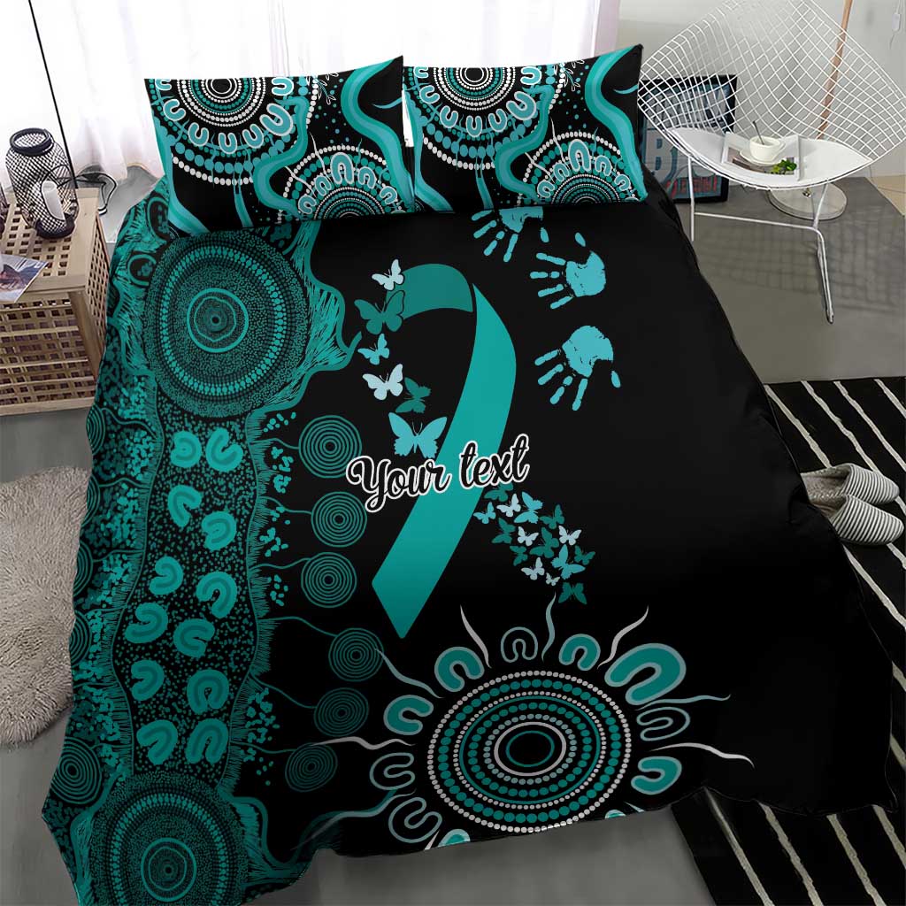 Ovarian Cancer Awareness Personalised Bedding Set Aboriginal Ribbon Dot Painting