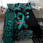 Ovarian Cancer Awareness Personalised Bedding Set Aboriginal Ribbon Dot Painting