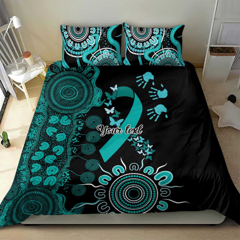 Ovarian Cancer Awareness Personalised Bedding Set Aboriginal Ribbon Dot Painting