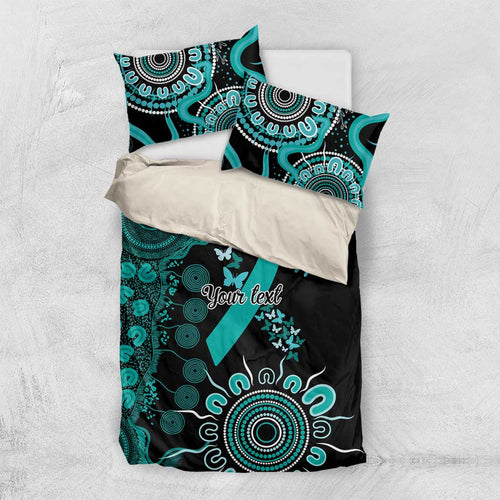Ovarian Cancer Awareness Personalised Bedding Set Aboriginal Ribbon Dot Painting