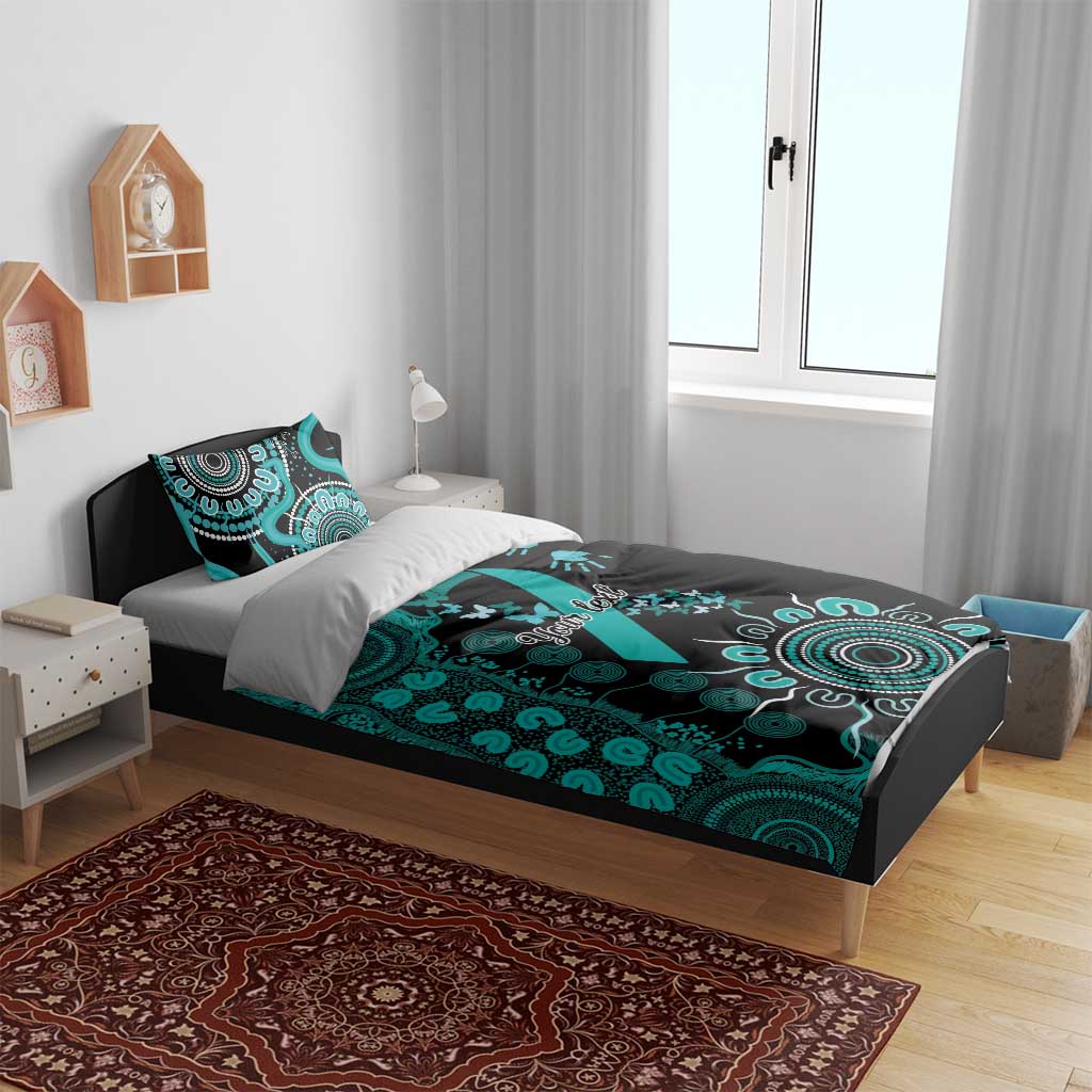 Ovarian Cancer Awareness Personalised Bedding Set Aboriginal Ribbon Dot Painting