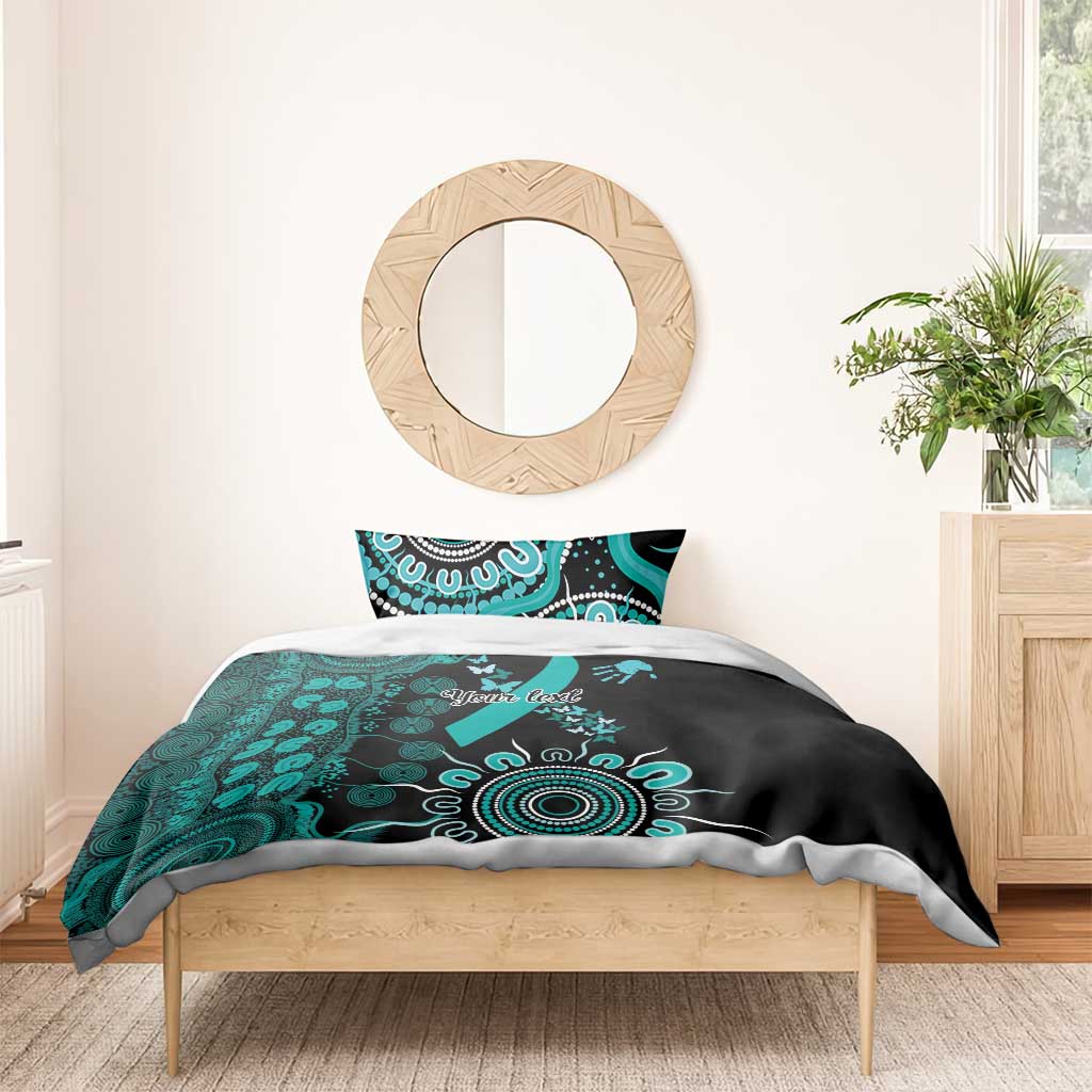 Ovarian Cancer Awareness Personalised Bedding Set Aboriginal Ribbon Dot Painting