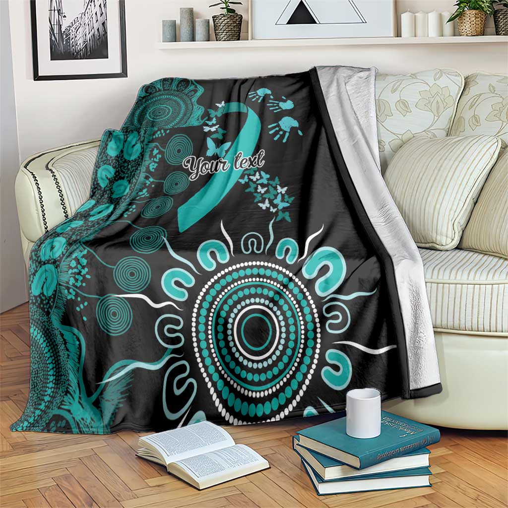 Ovarian Cancer Awareness Personalised Blanket Aboriginal Ribbon Dot Painting