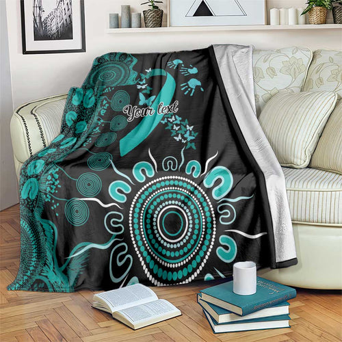 Ovarian Cancer Awareness Personalised Blanket Aboriginal Ribbon Dot Painting