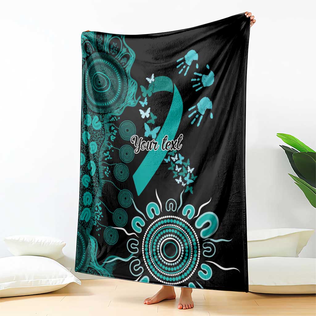 Ovarian Cancer Awareness Personalised Blanket Aboriginal Ribbon Dot Painting