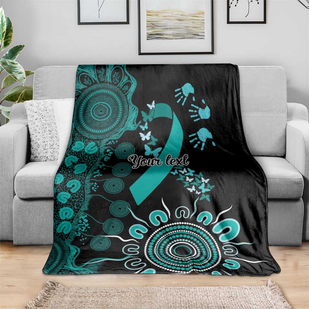 Ovarian Cancer Awareness Personalised Blanket Aboriginal Ribbon Dot Painting