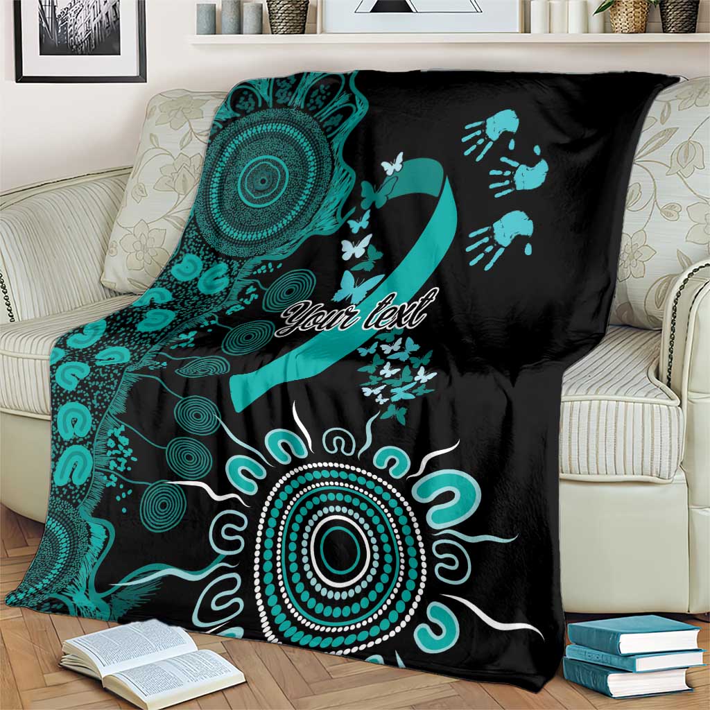 Ovarian Cancer Awareness Personalised Blanket Aboriginal Ribbon Dot Painting