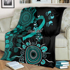 Ovarian Cancer Awareness Personalised Blanket Aboriginal Ribbon Dot Painting