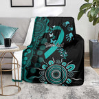 Ovarian Cancer Awareness Personalised Blanket Aboriginal Ribbon Dot Painting