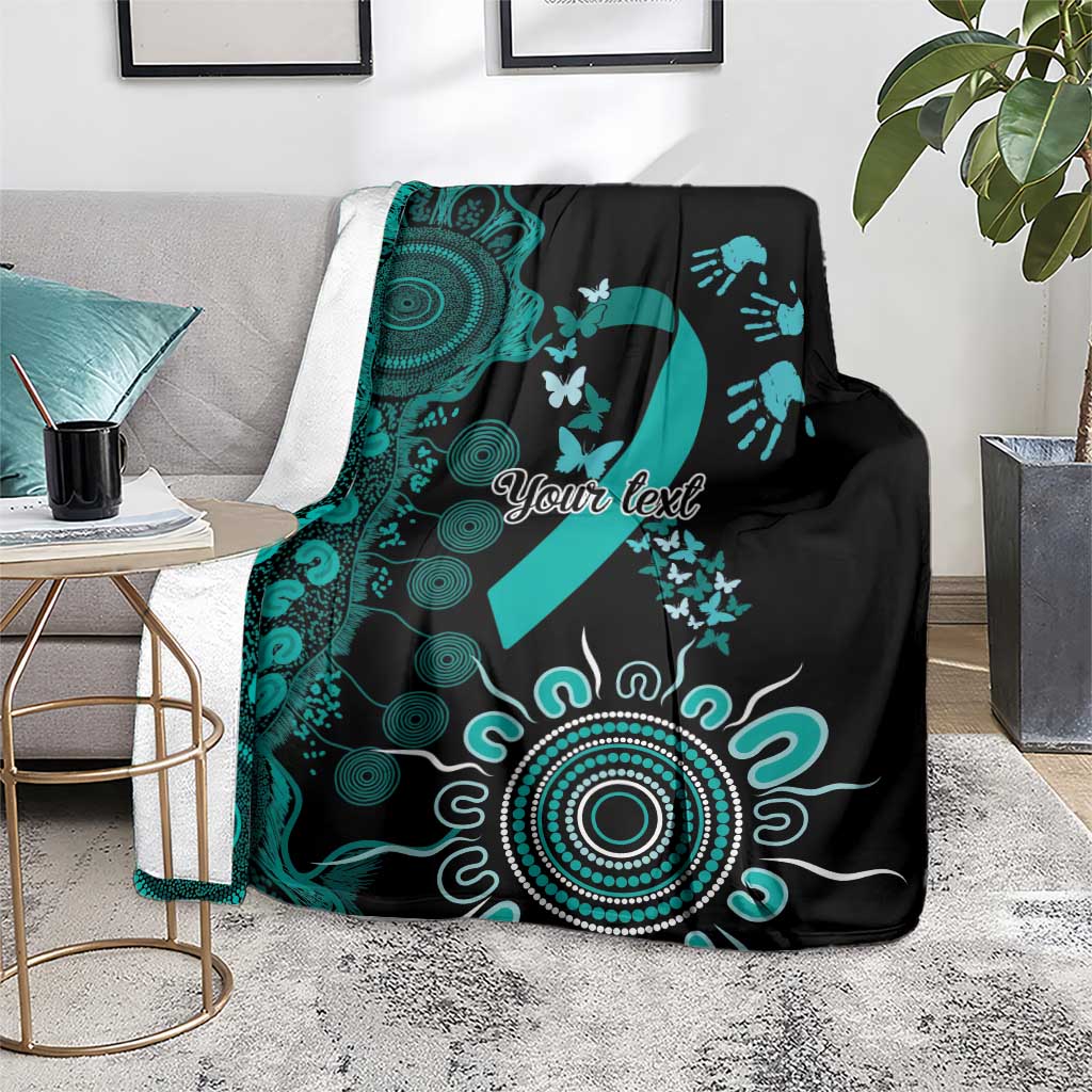 Ovarian Cancer Awareness Personalised Blanket Aboriginal Ribbon Dot Painting