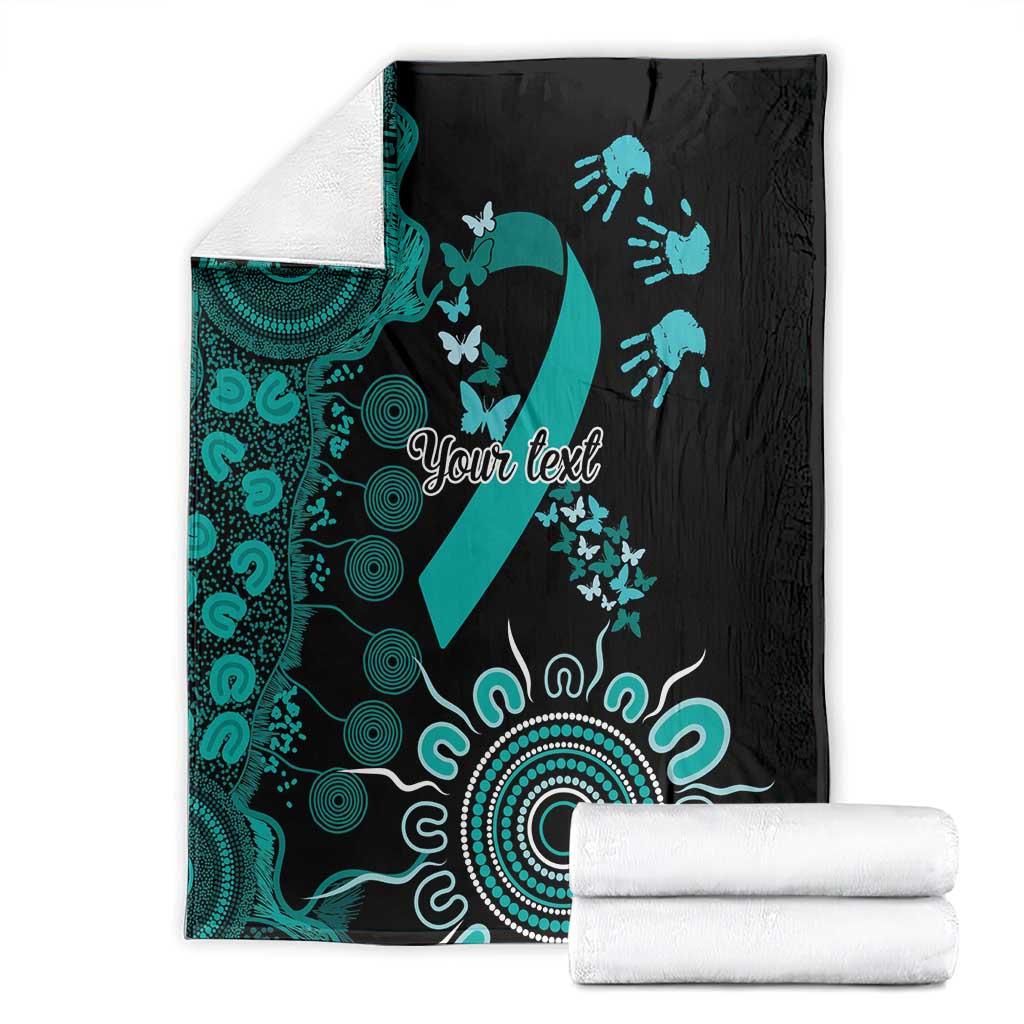 Ovarian Cancer Awareness Personalised Blanket Aboriginal Ribbon Dot Painting