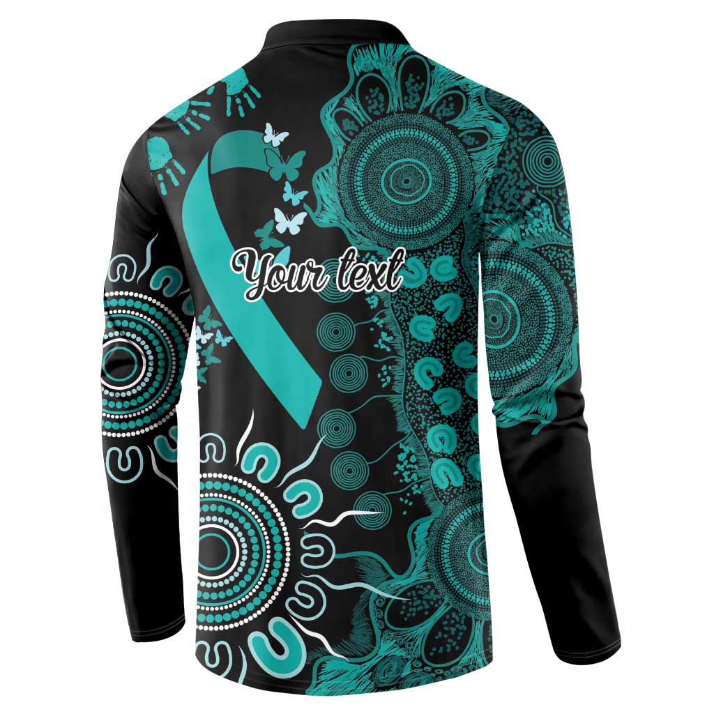 Ovarian Cancer Awareness Personalised Button Sweatshirt Aboriginal Ribbon Dot Painting