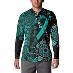 Ovarian Cancer Awareness Personalised Button Sweatshirt Aboriginal Ribbon Dot Painting