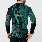 Ovarian Cancer Awareness Personalised Button Sweatshirt Aboriginal Ribbon Dot Painting