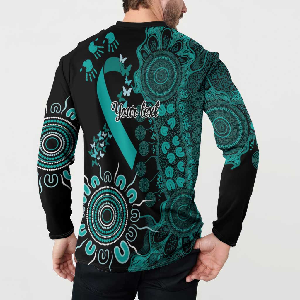Ovarian Cancer Awareness Personalised Button Sweatshirt Aboriginal Ribbon Dot Painting