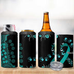 Ovarian Cancer Awareness Personalised 4 in 1 Can Cooler Tumbler Aboriginal Ribbon Dot Painting