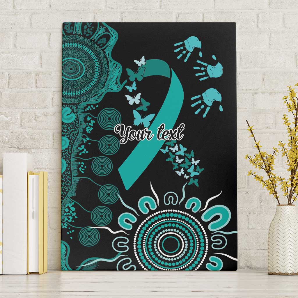 Ovarian Cancer Awareness Personalised Canvas Wall Art Aboriginal Ribbon Dot Painting