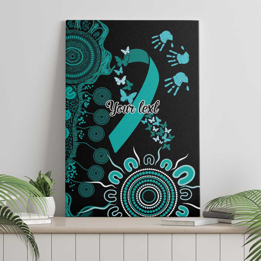 Ovarian Cancer Awareness Personalised Canvas Wall Art Aboriginal Ribbon Dot Painting