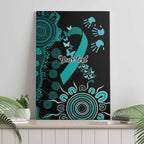 Ovarian Cancer Awareness Personalised Canvas Wall Art Aboriginal Ribbon Dot Painting