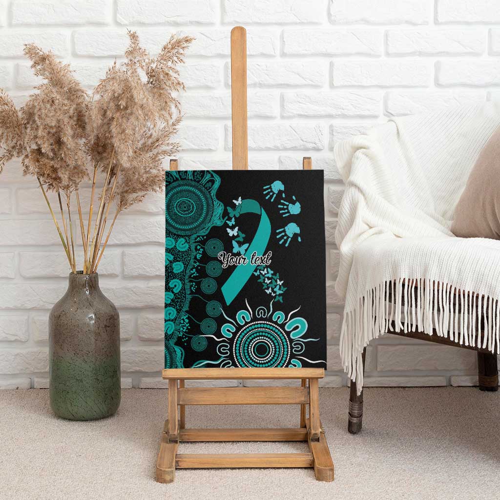 Ovarian Cancer Awareness Personalised Canvas Wall Art Aboriginal Ribbon Dot Painting