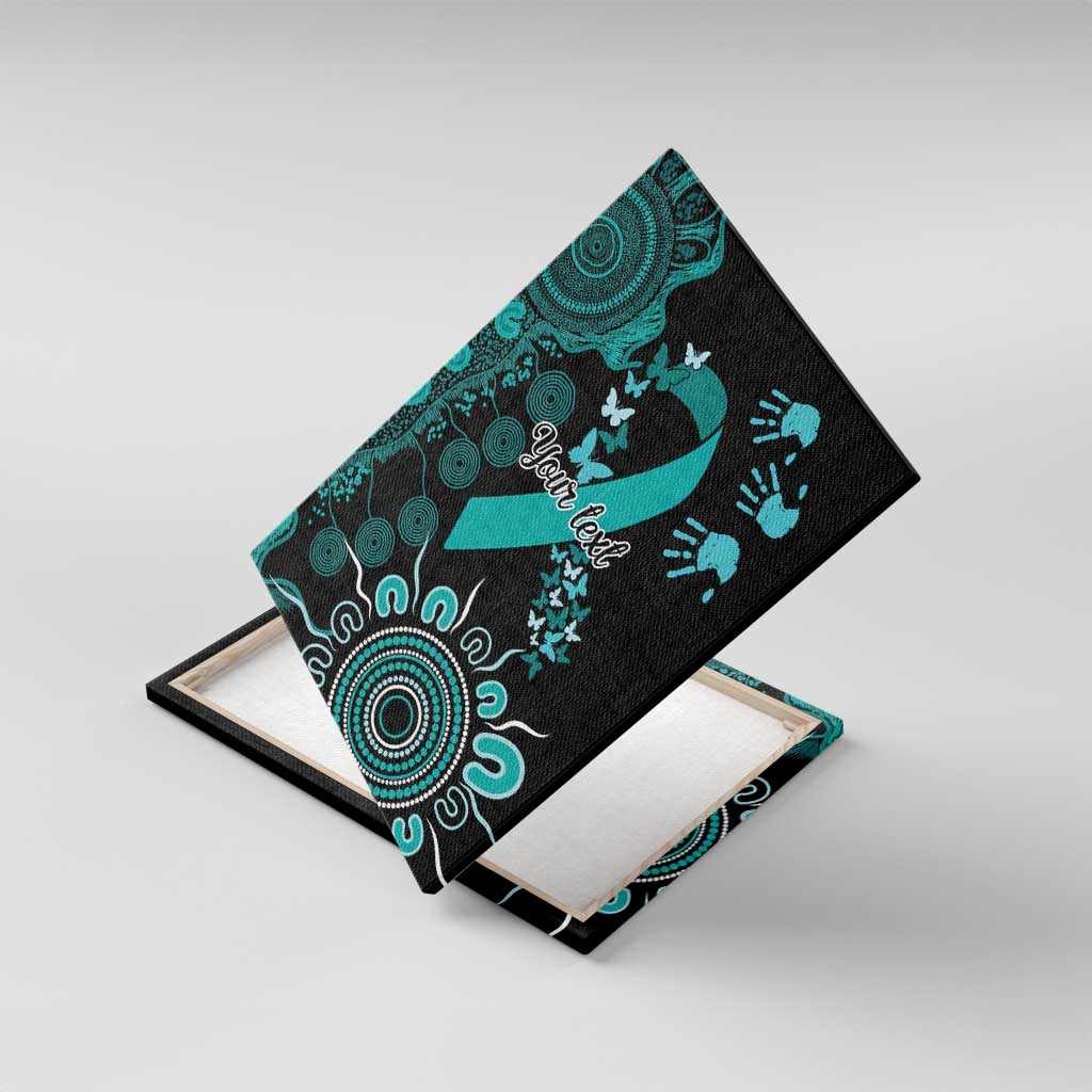 Ovarian Cancer Awareness Personalised Canvas Wall Art Aboriginal Ribbon Dot Painting