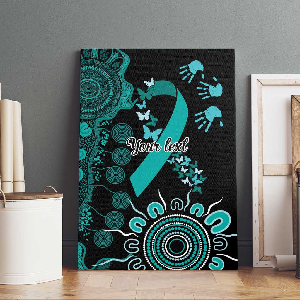 Ovarian Cancer Awareness Personalised Canvas Wall Art Aboriginal Ribbon Dot Painting