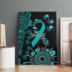Ovarian Cancer Awareness Personalised Canvas Wall Art Aboriginal Ribbon Dot Painting