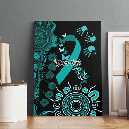Ovarian Cancer Awareness Personalised Canvas Wall Art Aboriginal Ribbon Dot Painting