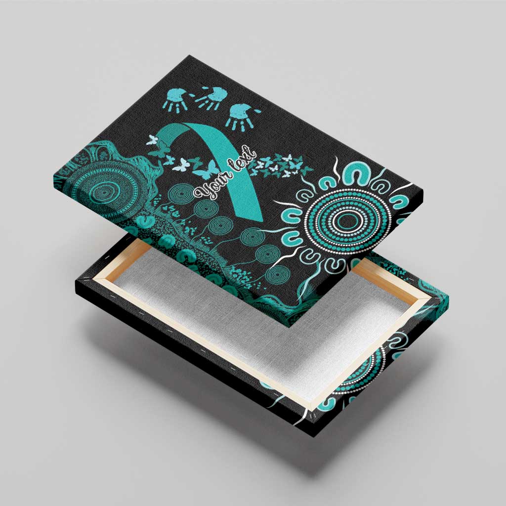 Ovarian Cancer Awareness Personalised Canvas Wall Art Aboriginal Ribbon Dot Painting