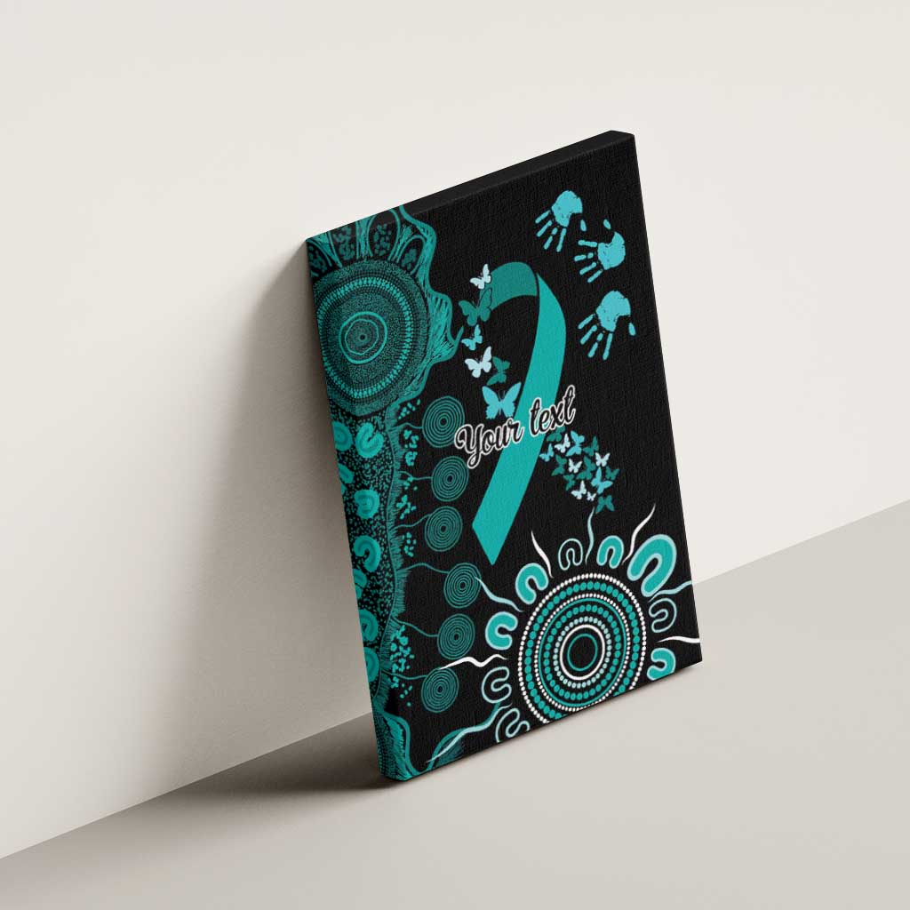 Ovarian Cancer Awareness Personalised Canvas Wall Art Aboriginal Ribbon Dot Painting