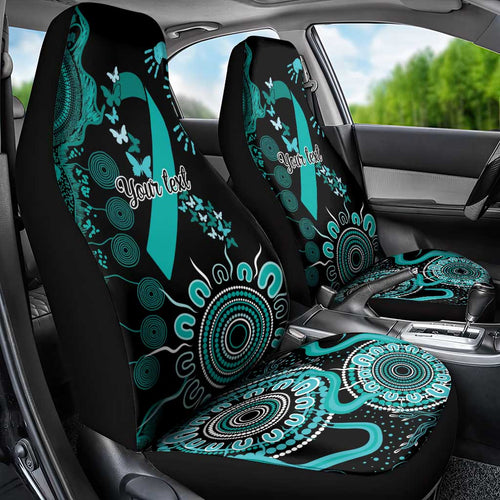 Ovarian Cancer Awareness Personalised Car Seat Cover Aboriginal Ribbon Dot Painting