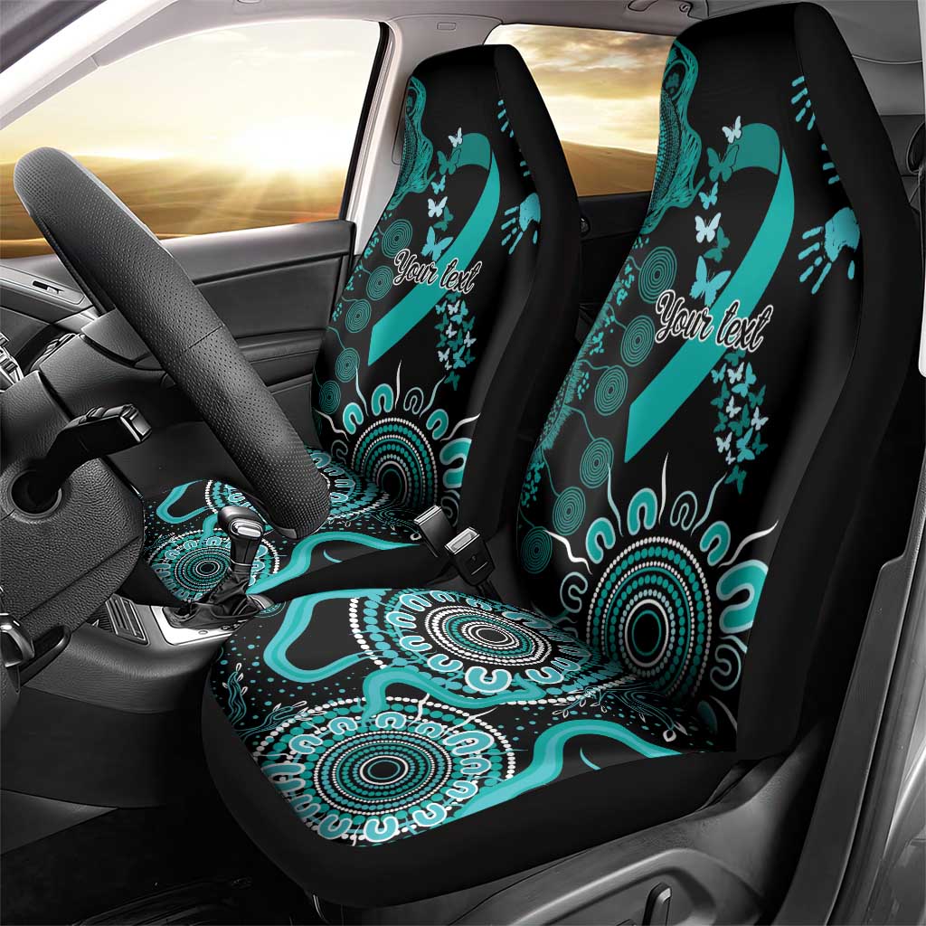 Ovarian Cancer Awareness Personalised Car Seat Cover Aboriginal Ribbon Dot Painting