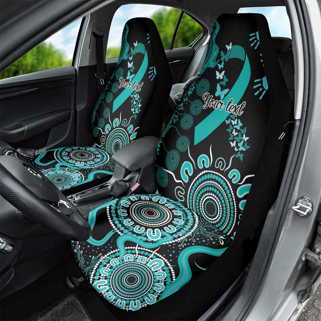 Ovarian Cancer Awareness Personalised Car Seat Cover Aboriginal Ribbon Dot Painting