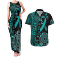 Ovarian Cancer Awareness Personalised Couples Matching Tank Maxi Dress and Hawaiian Shirt Aboriginal Ribbon Dot Painting